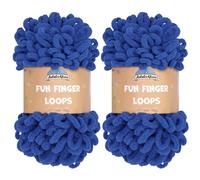 JubileeYarn Fun Finger Loops, Gomitolo di filato ad anelli jumbo, in poliestere, da intrecciare con le dita, 100 g/matassa, blu (Turkish sea), 2 pezzi