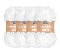 JubileeYarn Fun Finger Loops, Gomitolo di filato ad anelli jumbo, in poliestere, da intrecciare con le dita, 100 g/matassa, bianco, 4 pezzi