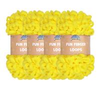 JubileeYarn Fun Finger Loops, Gomitolo di filato ad anelli jumbo, in poliestere, da intrecciare con le dita, 100 g/matassa, giallo (limoncello), 4 pezzi