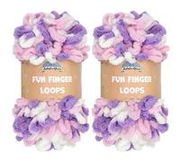 JubileeYarn Fun Finger Loops - Gomitolo di filato jumbo in poliestere da 100 g/matassa, viola, rosa, bianco, 2 matasse