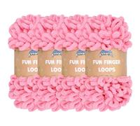 JubileeYarn Fun Finger Loops - Set di 4 matasse di filo in poliestere, 100 g/matassa, colore: Rosa
