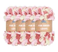 JubileeYarn Fun Finger Loops Yarn - Filato ad anello in poliestere, 100 g/matassa, Athena, 4 matasse