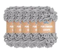 JubileeYarn Fun Finger Loops Yarn - Filato ad anello in poliestere jumbo, 100 g/matassa, grigio chiaro, 5 matasse