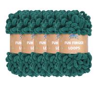 JubileeYarn Fun Finger Loops Yarn - Filato in poliestere Jumbo - 100 g/matassa - giada - 5 matasse
