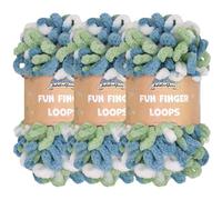 JubileeYarn Fun Finger Loops Yarn - Filato in poliestere Jumbo - 100 g/matassa - Multicolore Blu Verde - 3 matasse