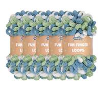 JubileeYarn Fun Finger Loops Yarn - Filato in poliestere Jumbo - 100 g/matassa - Multicolore Blu Verde - 5 matasse