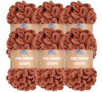 JubileeYarn Fun Finger Loops Yarn - Filato in poliestere Jumbo - 100 g/matassa - Umber - 6 matasse