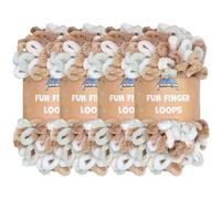 JubileeYarn Fun Finger Loops Yarn - Gomitolo di poliestere Jumbo Weight Loop - 100 g/matassa - Hestia - 4 matasse