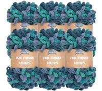 JubileeYarn Fun Finger Loops Yarn - Jumbo poliestere - 100 g/matassa - Poseidon - 6 matasse