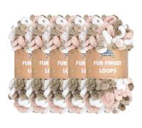 JubileeYarn Fun Finger Loops Yarn - Jumbo poliestere - 100 g/matassa - rosa marrone bianco - 5 matasse