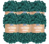JubileeYarn, Gomitolo di filato ad anelli Jumbo, da intrecciare con le dita, 100 g/filato, colore Jade (verde), confezione da 6