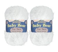 JubileeYarn - Gomitolo di filato Baby Bear, pelo di poliestere spesso, 100 g/matassa, bianco, 2 matasse