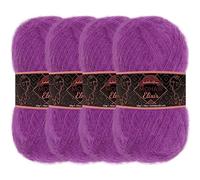 JubileeYarn - Gomitolo di filato Mohair Elixir, 50 g/matassa, misto lana per bambini, Dragonfruit Paloma, 4 matasse