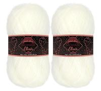 JubileeYarn - Gomitolo di filato Mohair Elixir, 50 g/matassa, misto lana, Piña Colada, 2 matasse