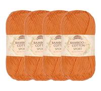 JubileeYarn - Gomitolo di filato sportivo in cotone e bambù, 50 g/matassa, arancia sanguigna, 4 matasse