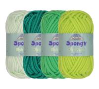 JubileeYarn - Gomitolo di filato spugnoso in nylon pettinato, 50 g/matassa, sfumature di verde, 4 matasse