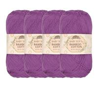 JubileeYarn Set di 4 matasse di filo in cotone di bambù morbido per bambini Viola scuro 50 g