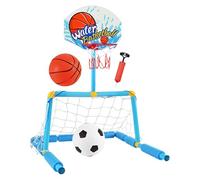 Jubilofex Canestro da Basket per Piscina - 2 in 1 Porta da Calcio Galleggiante con 2 Palloni e 1 Pompa - Giocattolo Interattivo Acquatico Canestro per Bambini Adulti ETA 4+ Giardino Famiglia Viaggio