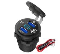 Jubilofex Caricatore per auto USB a doppia porta, ricarica rapida per auto USB, adattatore per auto PD per - uscita | Doppio caricatore super veloce con adattatore display di tensione QC3.0 per
