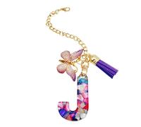 Jubilofex Charm Coppa, Lettera Fascino per Coppa | Ciondolo Lettera Coppa con Farfalla e Nappa, Trendy Moderno Zaino Pendente, Tazza Portachiavi Iniziale per Ragazze Scuola Lavoro Palestra All'aperto