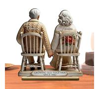 Jubilofex Coppia Invecchiata Set - Sculture in legno invecchiato fianco a fianco | Simbolo d'amore Eterno, Statuette in legno da ufficio per moglie, fidanzata o amica