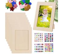 Jubilofex Cornici in Legno per Artigianato - Cornici per Foto Artigianali | Con Stelle Glitter Cuori Adesivi Supporto Poster Set 20x15 cm per Soggiorno Camera da Letto Ufficio Decorazione Casa Camera