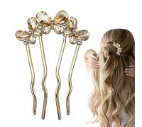 Jubilofex Fermacapelli French Twist - 4 Punte con Strass per Acconciature - Forcina A Forma Di U,per Donna e Ragazza Matrimonio Banchetto Festa