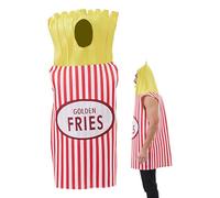 Jubilofex Fritte Costume Adult | Outfit per chips di ruolo | Cosplay Funny Fast Food Costume Women Adults Halloween Role Play Accessorio per le feste Eventi Stage Performance