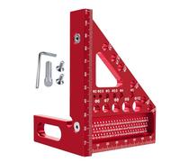 Jubilofex Goniometro quadrato 3D multi-angolo - Righello triangolare in lega di alluminio con posizione del foro, strumento di misurazione del layout, righello quadrato 3D per marcature precise