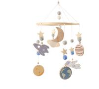Jubilofex Mobiles Per Culla,Decorazione Legno Camera Bambini - Con Tema Spaziale Girevole 360 Gradi Rilassante Stimolazione Visiva Gioco Notturno Da Viaggio Asilo