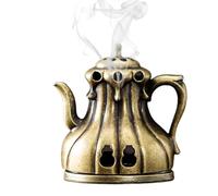 Jubilofex Porta Bruciatore di Incenso | Bruciatore a Coni di Incenso a Forma di Teiera | Bruciatore portatile in lega di zinco Design Purè per casa Yoga Meditazione