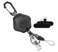 Jubilofex Portabadge Retrattile con Portachiavi | Porta Badge ID con Moschettone e Linguette per Telefono,Portachiavi Protezione Caduta per Arrampicata Attività all'Aperto Alpinismo Trekking