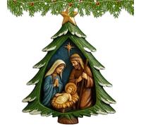 Jubilofex Presepe Ornamenti Per Albero Di Natale - Ciondoli Artigianali Per Albero Di Natale - Scena Sacra Famiglia Pendente Cristiano | Per Credenti Casa Feste Auto Giardino Cortile Esterno Mensola