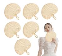 Jubilofex Raffia Ventaglio a mano | 6 pezzi di palma fatti a mano Raffia - Accessori refrigeranti intrecciati stile cinese decorazione della stanza per matrimoni giorni caldi