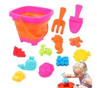 Jubilofex Secchielli da spiaggia per - Secchio e pala da sabbia pieghevole, 13 pezzi, kit costruzione castello, giocattoli sandbox attrezzi giardinaggio all'aperto, giochi da spiaggia per ragazzi e