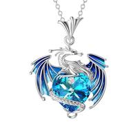 Jubilofex Set di 2 collane da donna a forma di cuore, con ciondolo a forma di cuore con pietra portafortuna | regalo creativo, collana blu o viola, simbolo d'amore per San Valentino, fidanzamento