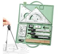 Jubilofex Set di geometria, kit geometrico, 16 x Math Tool Kit, strumenti di disegno con scatola di memoria, forniture per ingegneri architetti