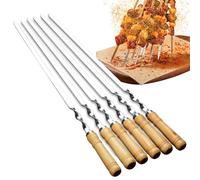Jubilofex Spiedini in metallo, per barbecue, in metallo, 6 pezzi, in acciaio inox, lunghi e piatti, per campeggio, cucina, carne e cucina all'aperto