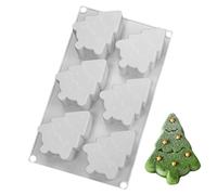 Jubilofex Stampo a forma di albero di Natale, gadget da forno in silicone a 6 cavità, per mousse, topper per cupcake, mousse, cioccolato, biscotti, caramelle, candele, pasticceria, pasta di zucchero