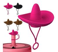Jubilofex Tappo di protezione per cannuccia, design cappello, set da 6 accessori colorati per bottiglie e accessori per bere per casa, studio e scuola