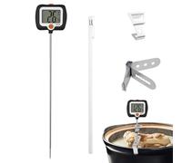 Jubilofex Termometro ad olio per friggere, a sonda lunga, con clip a pentola, termometro digitale per zucchero, con display girevole, per ristoranti all'aperto, friggere, barbecue, barbecue