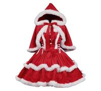 Jubilofex Vestiti Di Natale Da Donna Costume Con Mantello E Cappello Caldo | Abito In Velluto Senza Maniche Per Mamma Compagna Nonna Festa Accessorio Fotografico Halloween Incontro Femminile