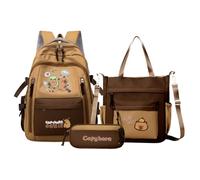 Jubilofex Zaini Scuola Capybara | Borsa Scuola da Viaggio con Astuccio per Matite e Borsa della Shopping, Borsa Portatile per Computer per Viaggio Scuola Attività All'aperto per Bambini Ragazze