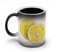 Jubonexis 2 fette di limone cambiano colore tazze che cambiano calore tazza in ceramica tazza da caffè novità divertente tazza da tè acqua 325 ml