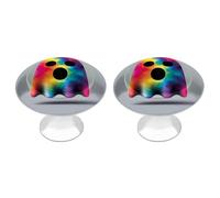 Jubonexis 2 pomelli rotondi con motivo fantasma arcobaleno tie-dye per cassetti e armadietti, con viti, 2 pezzi, pomelli per cassettiera, decorazione per armadio, casa, ufficio, cucina
