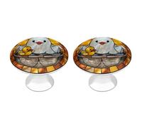Jubonexis 2 pomelli rotondi per cassetti e armadietti con motivo fantasma con anatra in gomma gialla, con viti, 2 pezzi, per cassetti, cassettiere, armadi, casa, ufficio, cucina