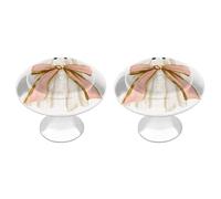 Jubonexis 2 pomelli rotondi per cassetti e armadietti con motivo fantasma con fiocco beige, con viti, 2 pezzi, per cassetti, cassettiera, decorazione per armadio, casa, ufficio, cucina