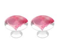 Jubonexis 2 pomelli rotondi per cassetti e armadietti, morbidi acquerelli, rosa, a forma di cuore, con viti, decorazione per armadio, casa, ufficio, cucina