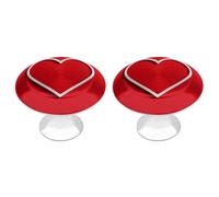 Jubonexis 2 pomelli rotondi rossi a forma di cuore bianco con viti, per cassetti e cassettiere, decorazione per armadio, casa, ufficio, cucina