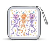 Jubonexis 3 scheletri danzanti con teste di zucca custodia CD DVD custodia portatile per auto casa viaggio
